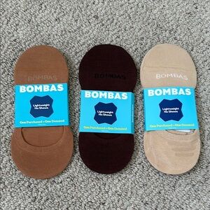 Bombas Women Lightweight No Show Sock Set NWT Small Brown Tan